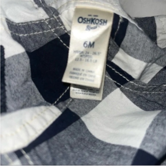 Kid's Oshkosh B'Gosh Navy Blue & White Plaid Overalls - Picture 6 of 8